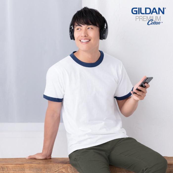 GD7660 - GILDAN 180g 全棉平紋成人撞色領短袖圓領T恤