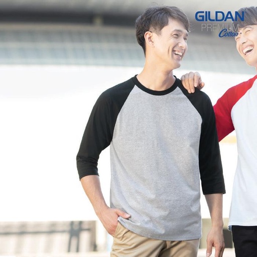 GD7670 - GILDAN 180g 全棉平紋成人七分袖圓領牛角T恤